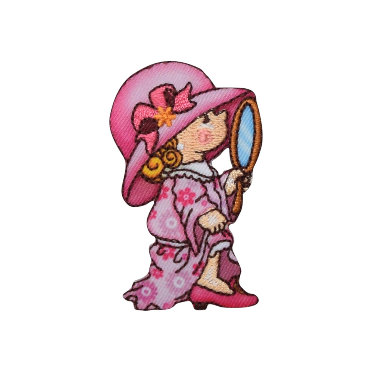 Girl Playing Dress-up, Pink Dress, Embroidered, Iron on Patch